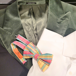 Marigold/Green/Magenta; Royal Kente pattern bowtie
