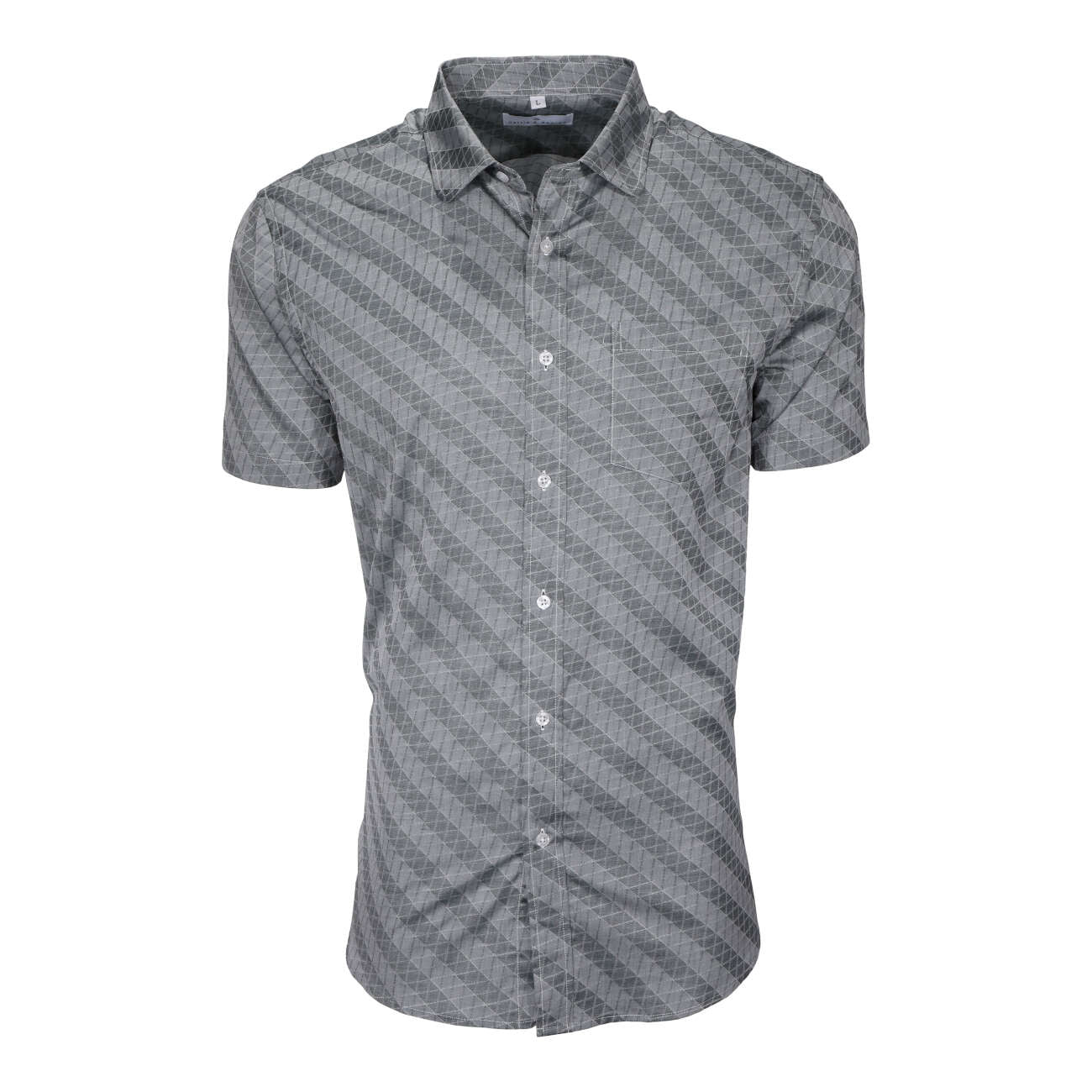 Steel Grey; Steel Grey men's short sleeve dress shirt.