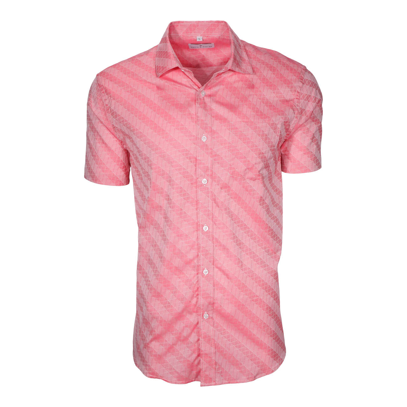 Salmon; Salmon men's short sleeve dress shirt.