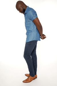 cyan/navy;birds eye - short sleeve