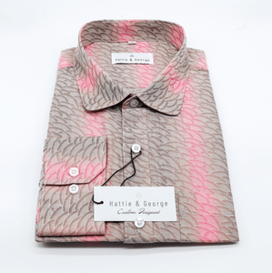 Coral; Coral men's long sleeve dress shirt.