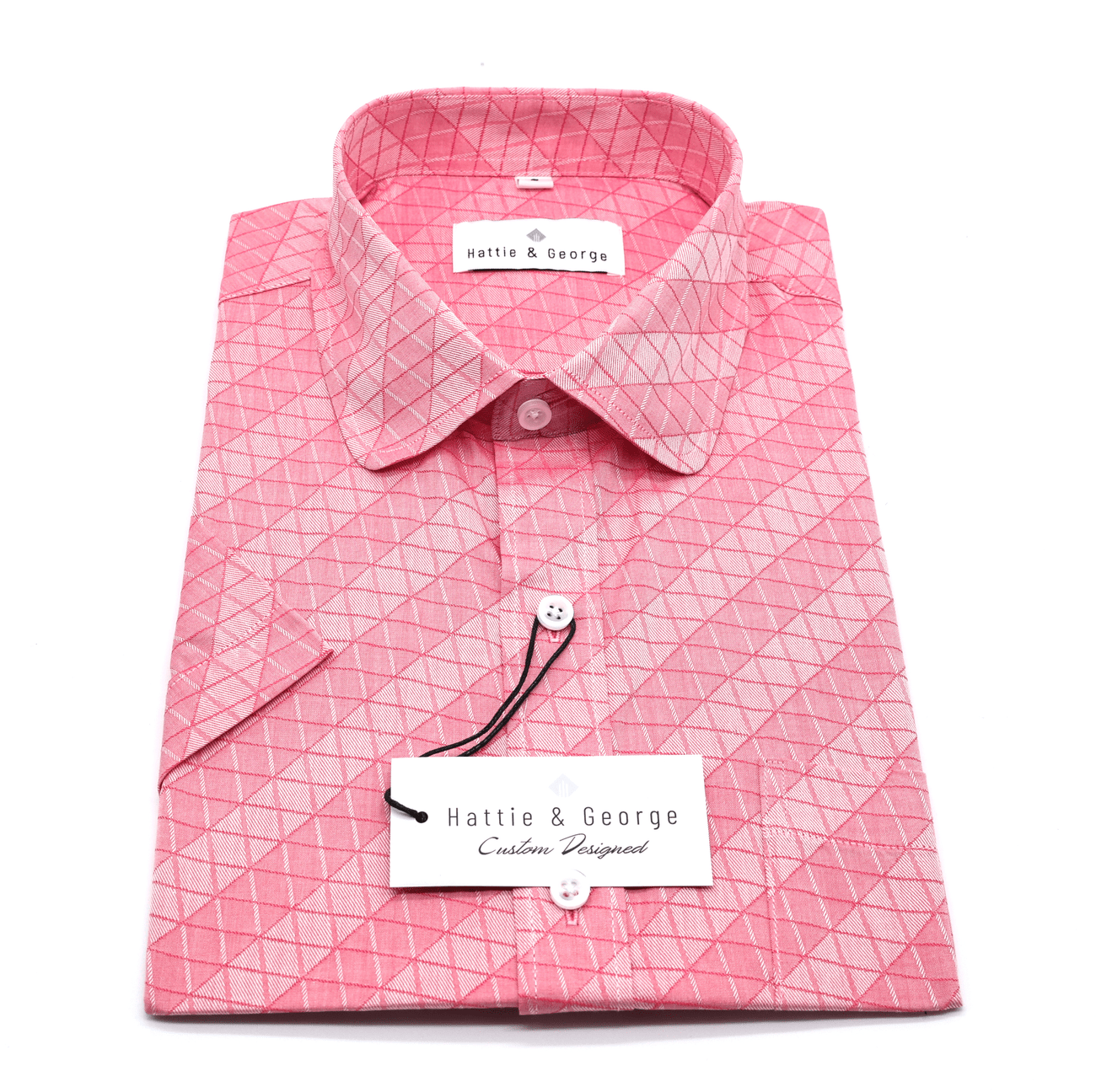Salmon; Salmon men's short sleeve dress shirt.