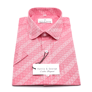 Salmon; Salmon men's short sleeve dress shirt.