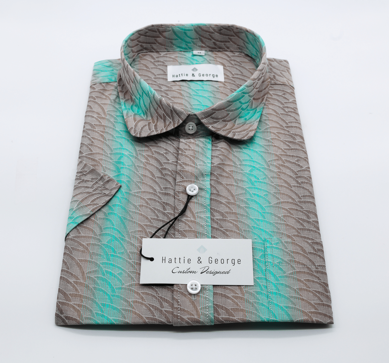 Mint; Mint and gray men's dress shirt folded