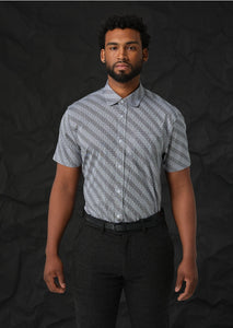 Steel Grey; Steel Grey men's short sleeve dress shirt.