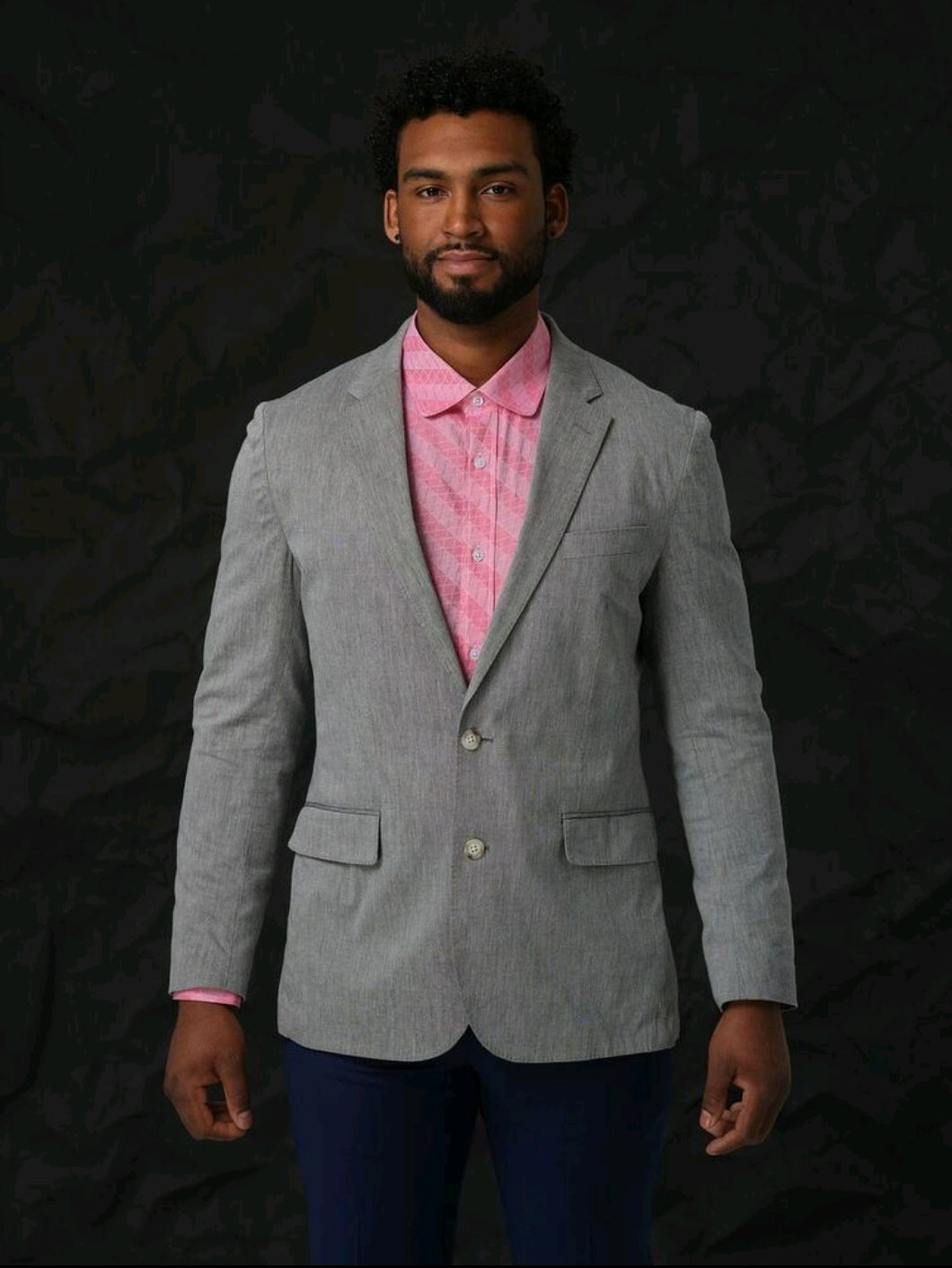 Salmon; Salmon men's long sleeve dress shirt.