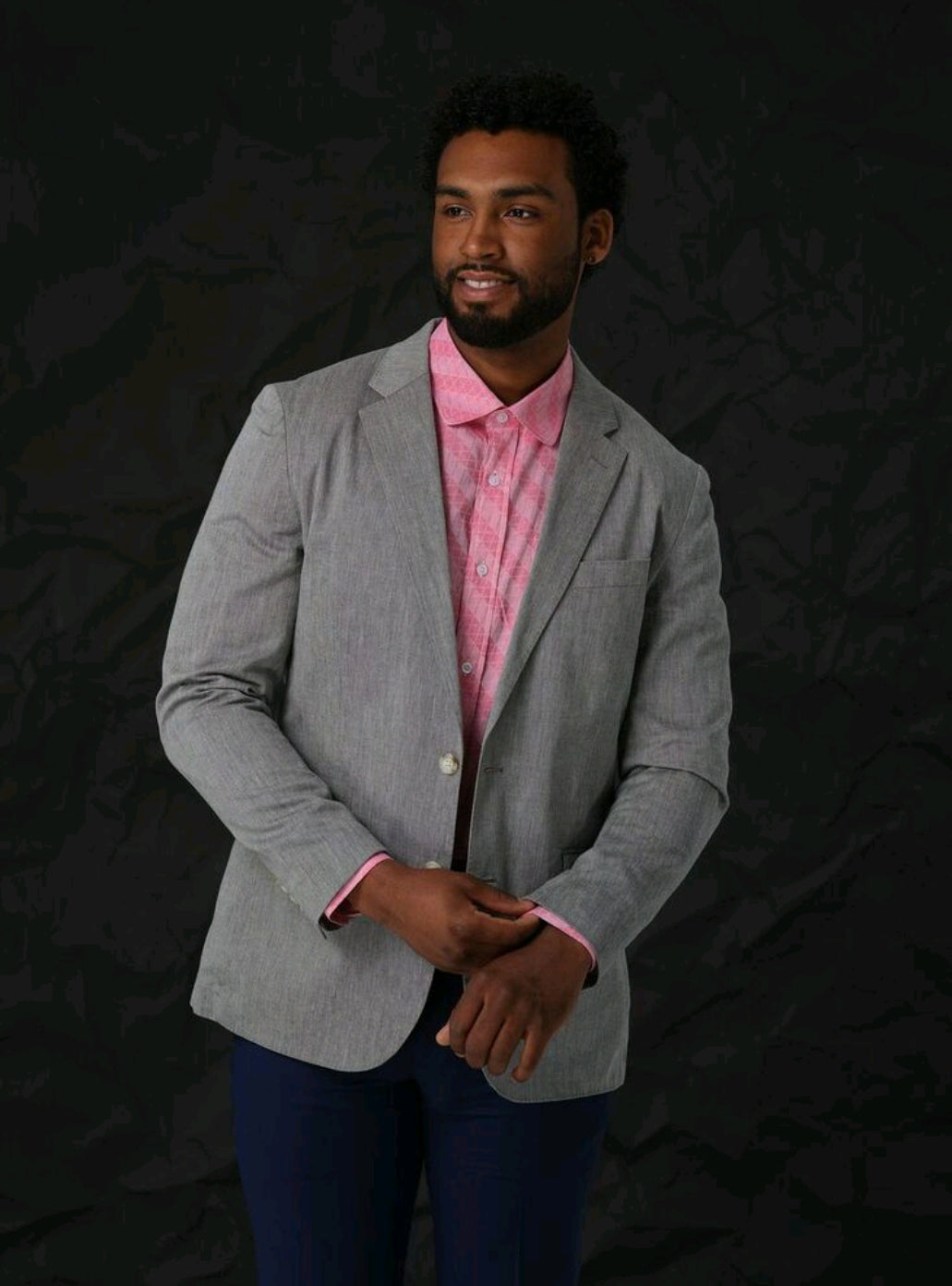 Salmon; Salmon men's long sleeve dress shirt.