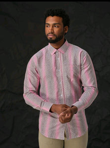 Coral; Coral men's long sleeve dress shirt.