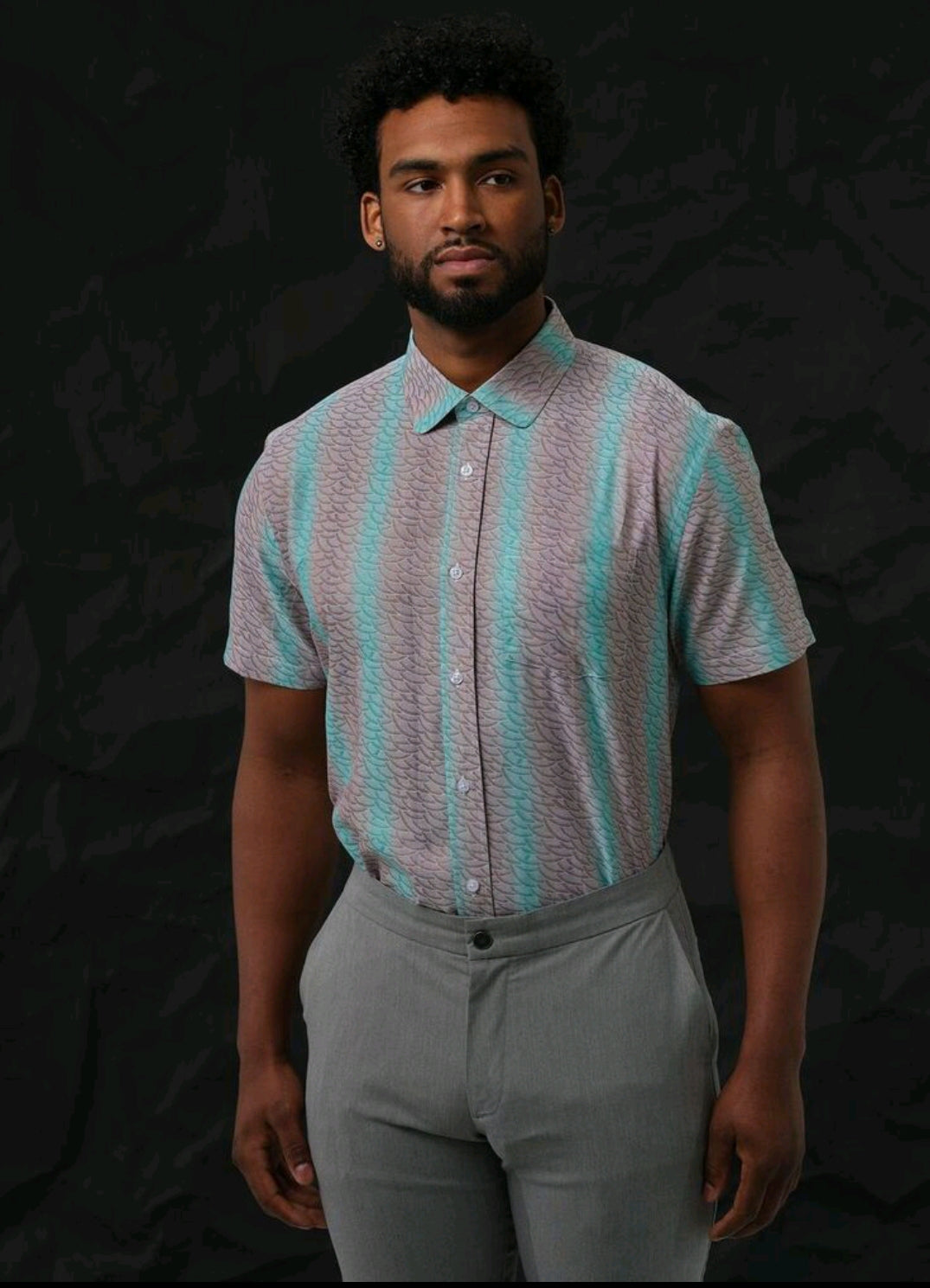 Mint; Mint and gray men's dress shirt folded