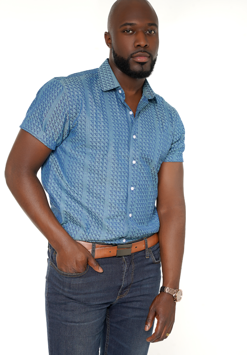 cyan/navy;birds eye - short sleeve