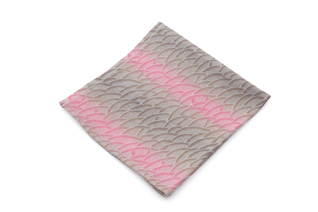 Coral; Isen pattern pocket square in coral