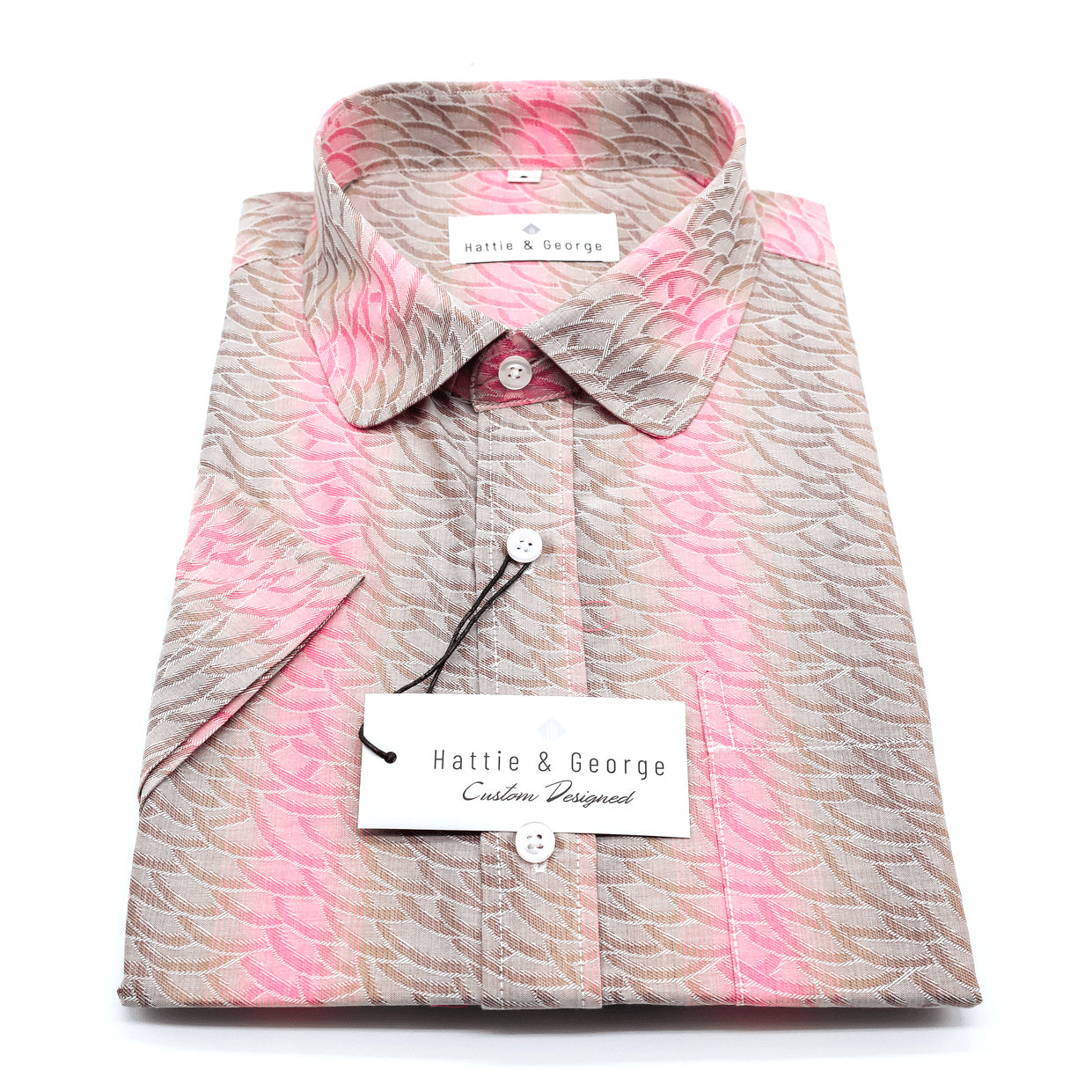 Coral; Coral men's short sleeve dress shirt.