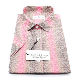 Coral; Coral men's short sleeve dress shirt.